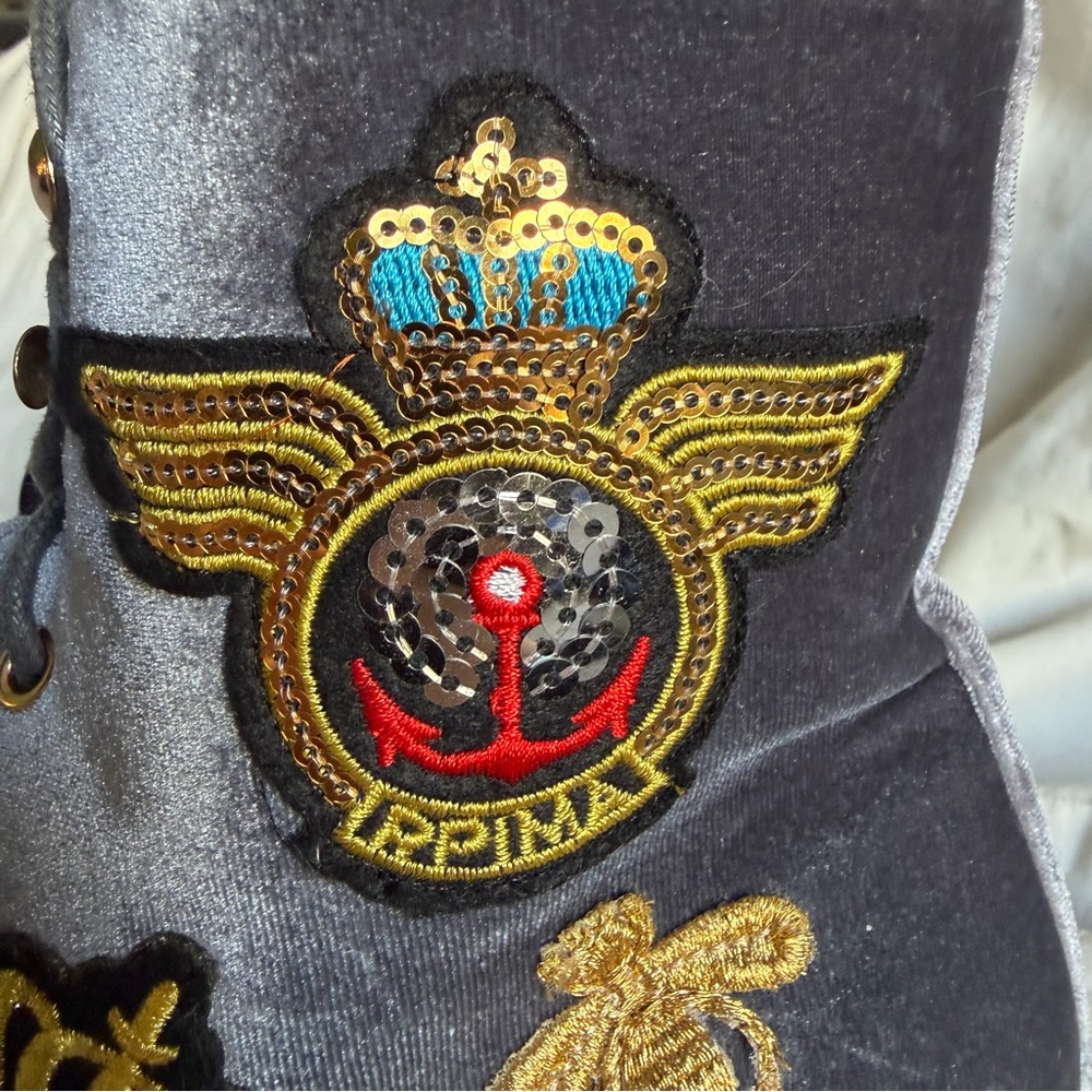 Source Unknown Gray Embroidered Combat Boots - image 8